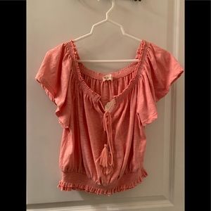 NWT Altar’d State Coral Women’s Medium Ruched Waist Boho Chic Top